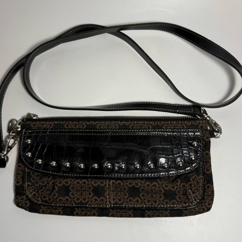 Kathy Van Leeland Black & Gold Jacquard Crossbody Purse — Classic Everyday Bag
